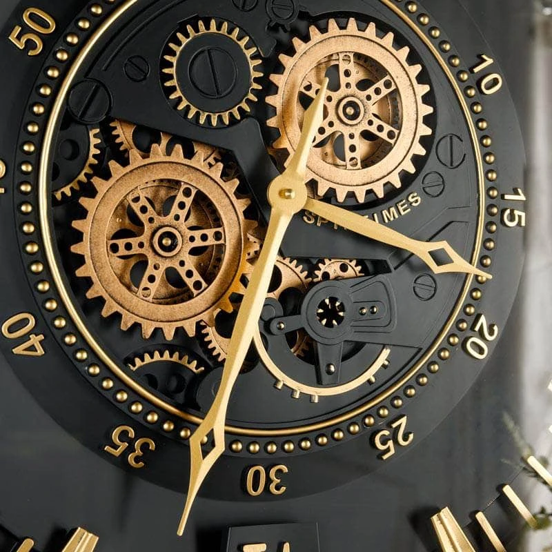 Black & Gold Gears Wall Clock - 59cm 5 Black & Gold Gears Wall Clock - 59cm - Image 3