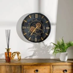 Black & Gold Gears Wall Clock - 59cm