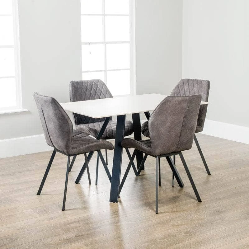 Girona 120cm Dining Table & 4 Toronto Grey Chairs 4 Girona 120cm Dining Table & 4 Toronto Grey Chairs - Image 2