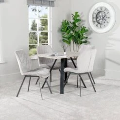Girona 120cm Dining Table & 4 Vancouver Silver Chairs
