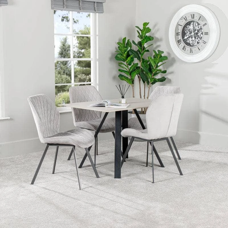 Girona 120cm Dining Table & 4 Vancouver Silver Chairs 3 Girona 120cm Dining Table & 4 Vancouver Silver Chairs