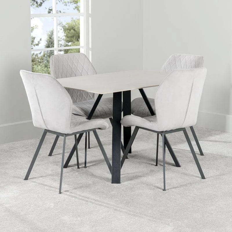 Girona 120cm Dining Table & 4 Vancouver Silver Chairs 4 Girona 120cm Dining Table & 4 Vancouver Silver Chairs - Image 2
