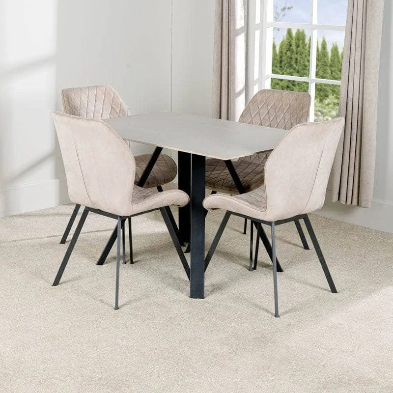Girona 120cm Table & 4 Vancouver Taupe Chairs 4 Girona 120cm Table & 4 Vancouver Taupe Chairs - Image 2