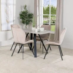 Girona 120cm Table & 4 Vancouver Taupe Chairs