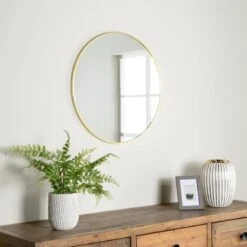 Gold Round Wall Mirror - 60cm