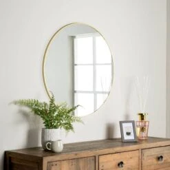 Gold Round Wall Mirror - 80cm