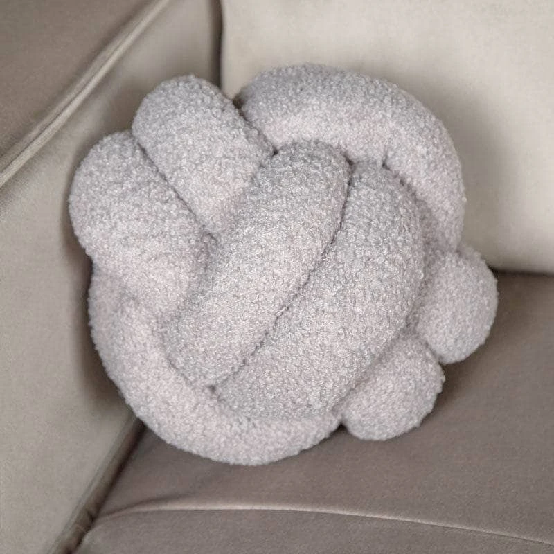 Grey Boucle Knot Ball Cushion - 19cm 3 Grey Boucle Knot Ball Cushion - 19cm