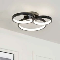 Hawaii LED Flush 3 Ring Ceiling Light - Black