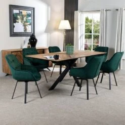 Herringbone Table & 6 Emerald Montreal Chairs