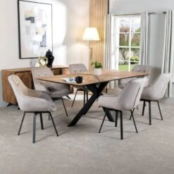 Herringbone Table & 6 Taupe Montreal Chairs