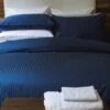 Hotel Satin Stripe Navy Duvet Set - Multiple Sizes 2 Hotel Satin Stripe Navy Duvet Set - Multiple Sizes -Taskers Sale Shop Hotel Satin Stripe Navy Duvet Set