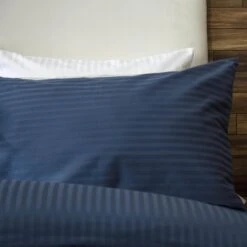 Hotel Satin Stripe Navy Duvet Set - Multiple Sizes 9 Hotel Satin Stripe Navy Duvet Set - Multiple Sizes -Taskers Sale Shop Hotel Satin Stripe Navy Duvet Set 1