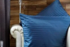 Hotel Satin Stripe Oxford Pillowcase -Navy