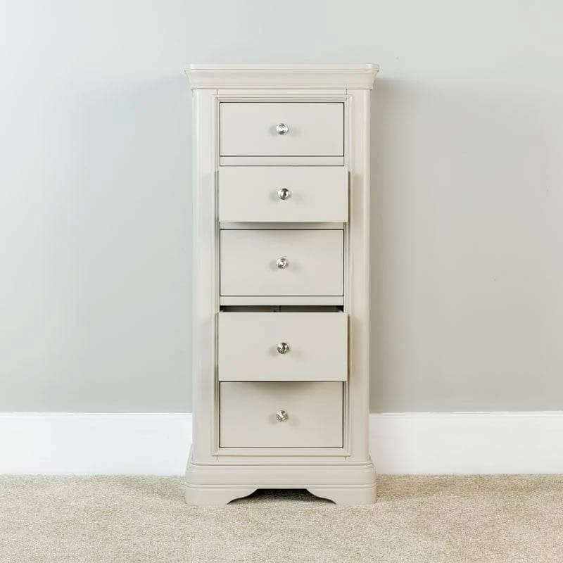 Victoria 5 Drawer Tall Chest - Taupe 5 Victoria 5 Drawer Tall Chest - Taupe - Image 3