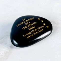 Black & Gold Dog Memorial Pebble