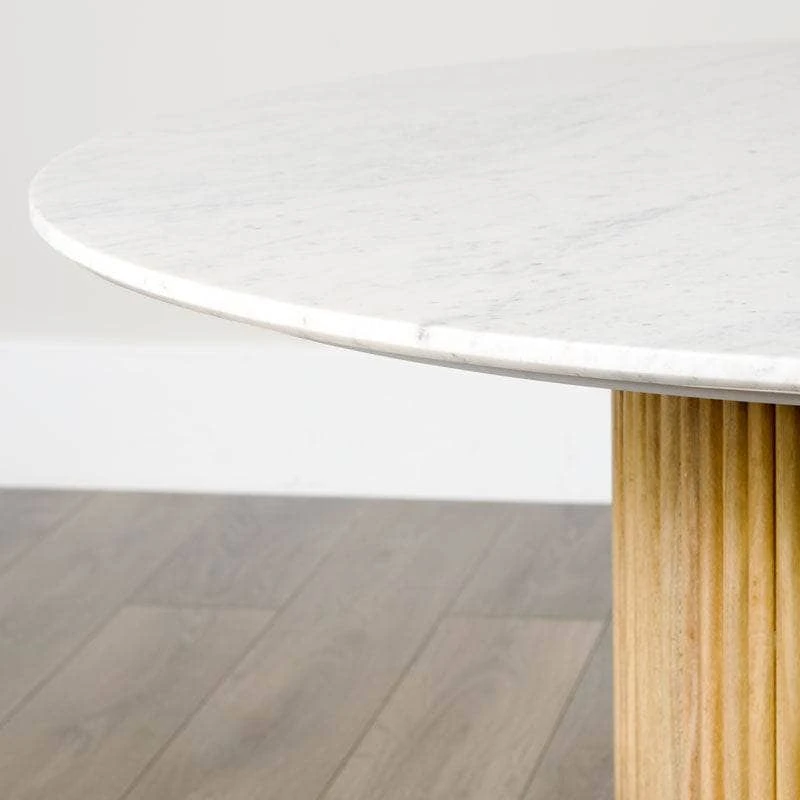 Ariel Round Dining Table & 4 Grey Boucle Lindsey Chairs 11 Ariel Round Dining Table & 4 Grey Boucle Lindsey Chairs - Image 9