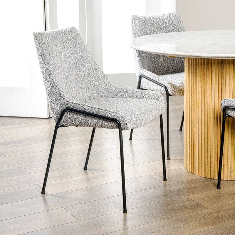 Ariel Round Dining Table & 4 Grey Boucle Lindsey Chairs 7 Ariel Round Dining Table & 4 Grey Boucle Lindsey Chairs - Image 5