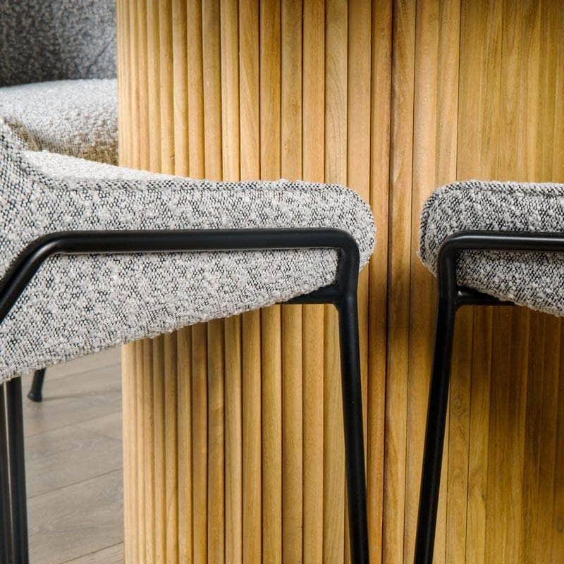 Ariel Round Dining Table & 4 Grey Boucle Lindsey Chairs 8 Ariel Round Dining Table & 4 Grey Boucle Lindsey Chairs - Image 6