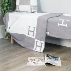 Letter H Throw - Grey