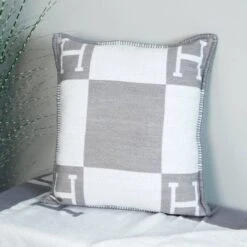 Letter H Cushion - Grey