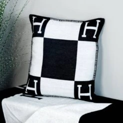 Letter H Cushion - Black