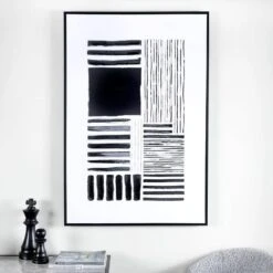 Monochrome Abstract Framed Picture - 80 X 120cm