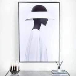 Woman With Hat Framed Picture - 80 X 120cm