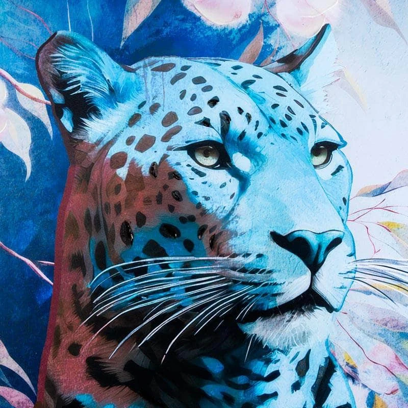 Blue Leopard Framed Canvas - 100 X 140cm 4 Blue Leopard Framed Canvas - 100 X 140cm - Image 2