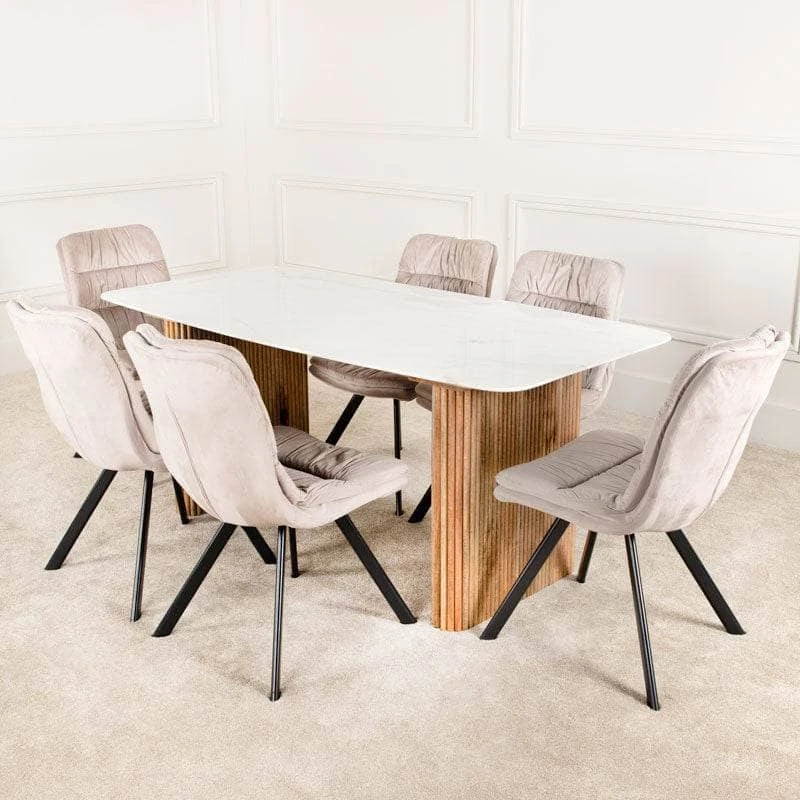 Acton Table & 6 Aspen Taupe Chairs 4 Acton Table & 6 Aspen Taupe Chairs - Image 2