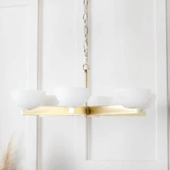 Trieste 6 Light Pendant Light - Stain Brass & Opal