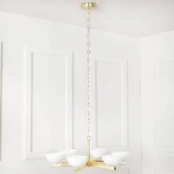 Trieste 6 Light Pendant Light - Stain Brass & Opal -Taskers Sale Shop IMG 4992
