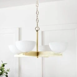Trieste 4 Light Pendant Light - Stain Brass & Opal