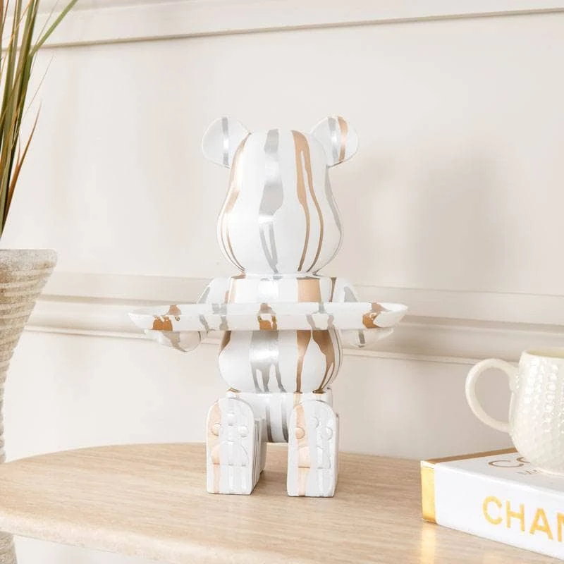 Mickey Bear With Tray - White 3 Mickey Bear With Tray - White