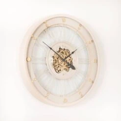 Tempered Glass Cream & Gold Wall Clock - 90cm -Taskers Sale Shop IMG 6061