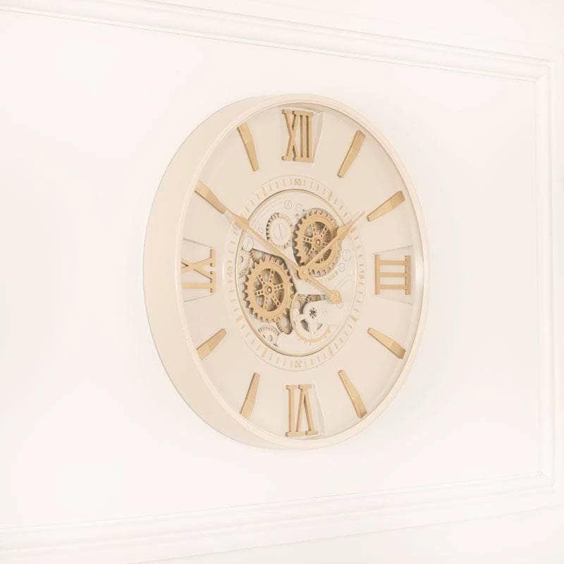 Tempered Glass Cream & Gold Wall Clock - 59cm 4 Tempered Glass Cream & Gold Wall Clock - 59cm - Image 2