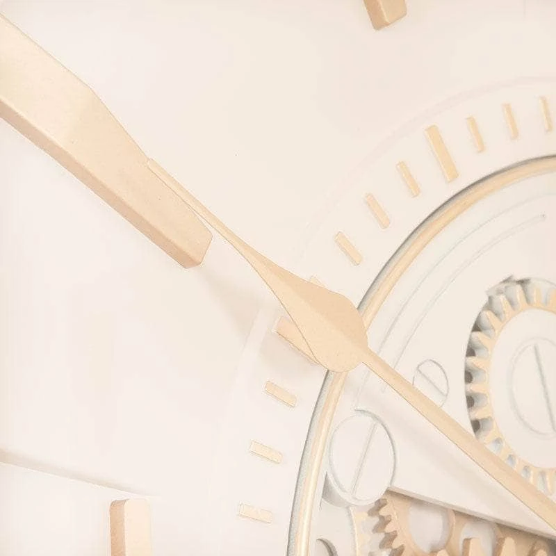 Tempered Glass Cream & Gold Wall Clock - 59cm 6 Tempered Glass Cream & Gold Wall Clock - 59cm - Image 4