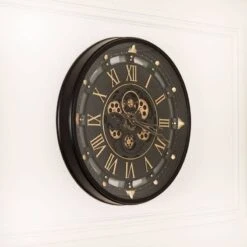 Tempered Glass Black & Gold Gears Wall Clock - 66cm -Taskers Sale Shop IMG 6130