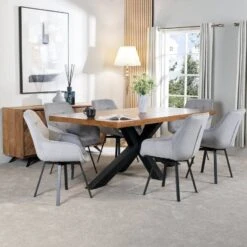Harrow 200cm Dining Table & 6 Silver Montreal Chairs