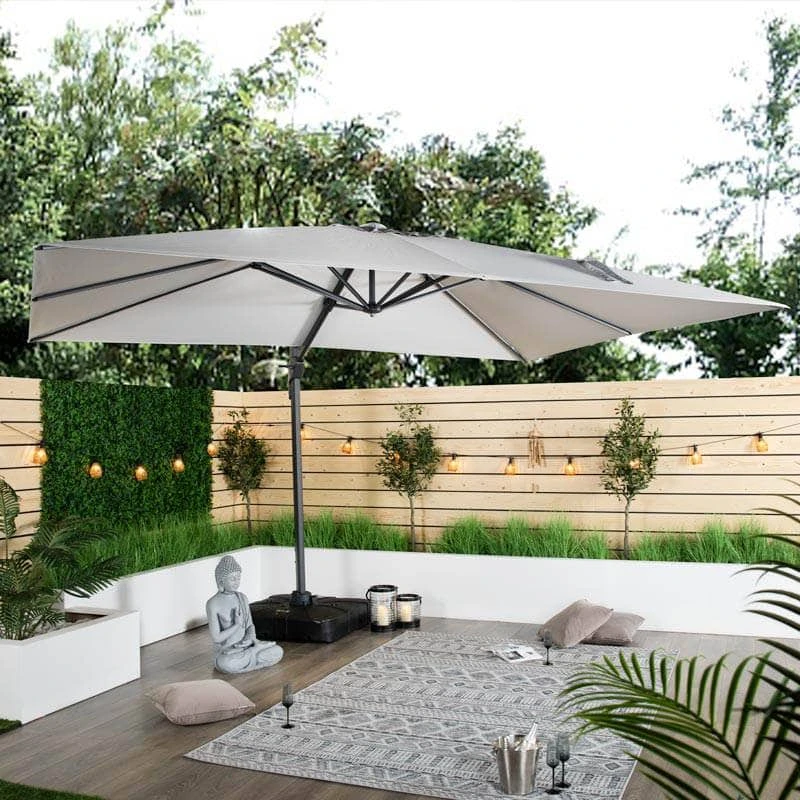 Weatherking Lazio 4x3m Parasol & Base - Light Grey 3 Weatherking Lazio 4x3m Parasol & Base - Light Grey