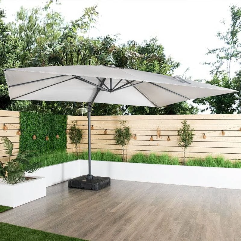 Weatherking Lazio 4x3m Parasol & Base - Light Grey 4 Weatherking Lazio 4x3m Parasol & Base - Light Grey - Image 2