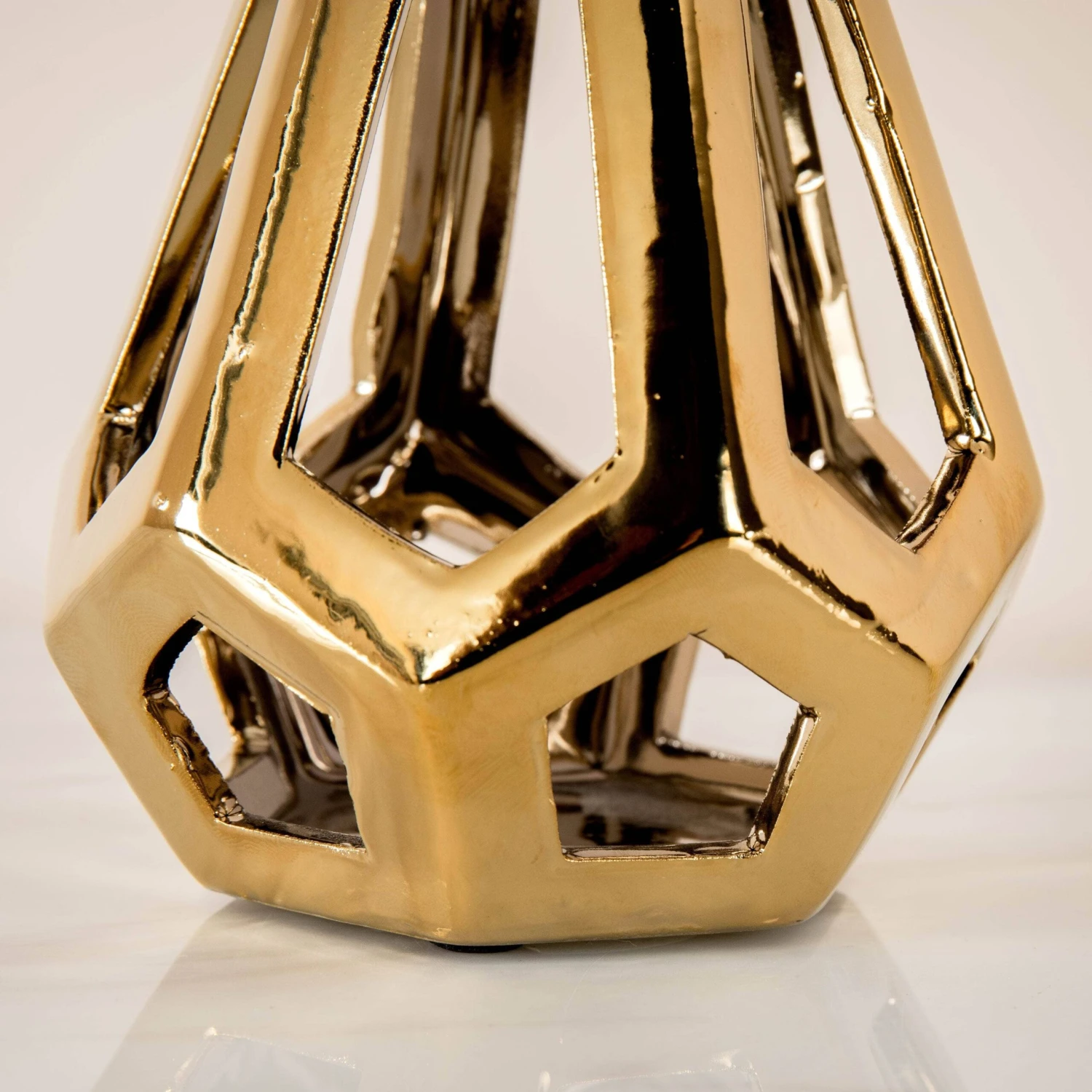 Gold Hexagon Tealight Holder - Small 5 Gold Hexagon Tealight Holder - Small - Image 3