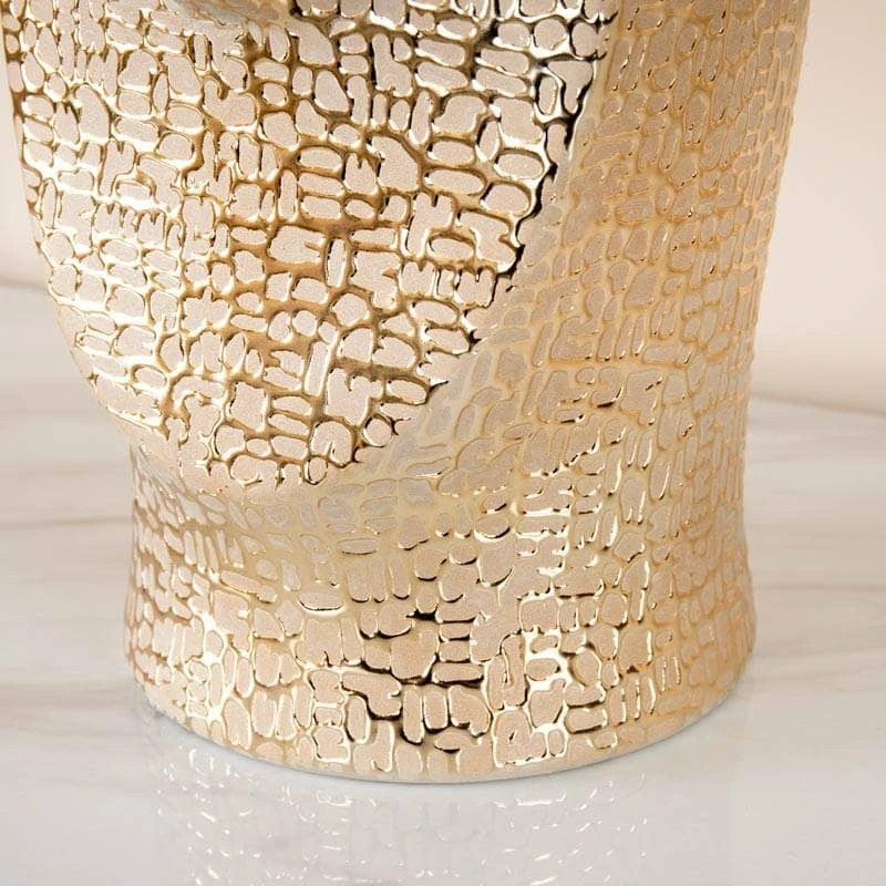 Textured Gold Ceramic Face Vase - 38cm 6 Textured Gold Ceramic Face Vase - 38cm - Image 4