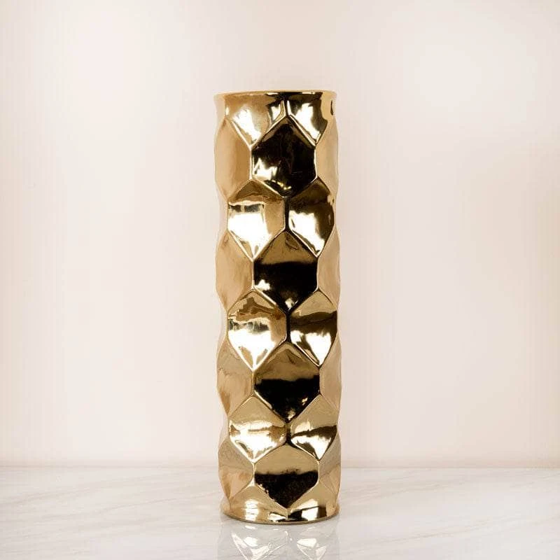 Gold Hexagon Design Vase - Medium 4 Gold Hexagon Design Vase - Medium - Image 2