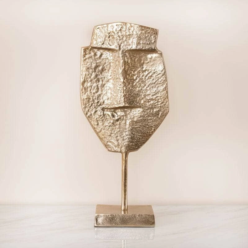 Champagne Metal Face Sculpture - 51.5cm 4 Champagne Metal Face Sculpture - 51.5cm - Image 2