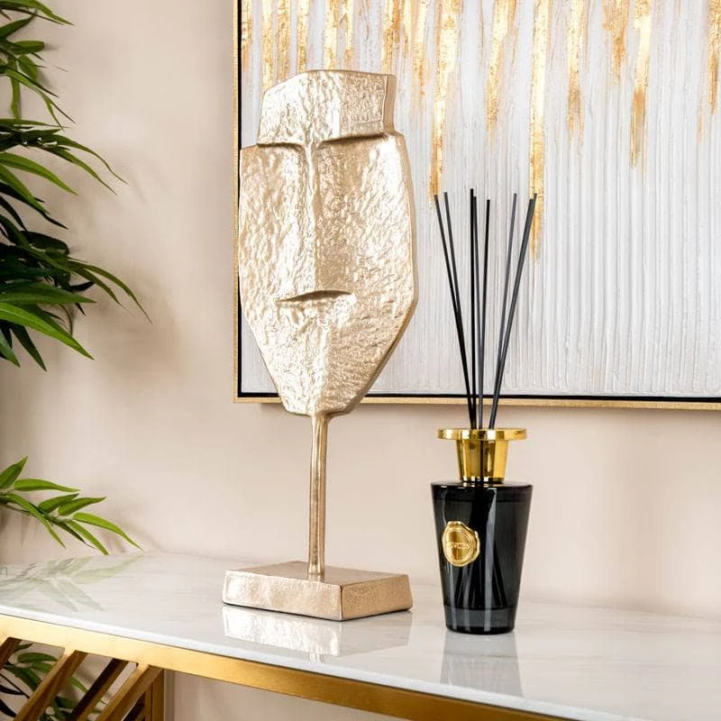 Champagne Metal Face Sculpture - 51.5cm 3 Champagne Metal Face Sculpture - 51.5cm