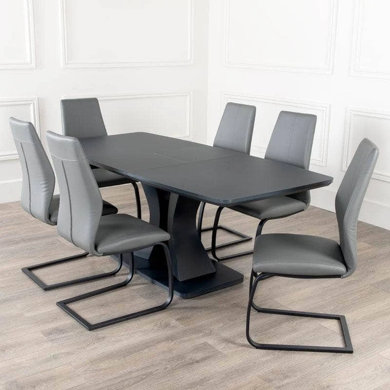 Picasso Large Extending Dining Table - Charcoal 7 Picasso Large Extending Dining Table - Charcoal - Image 5