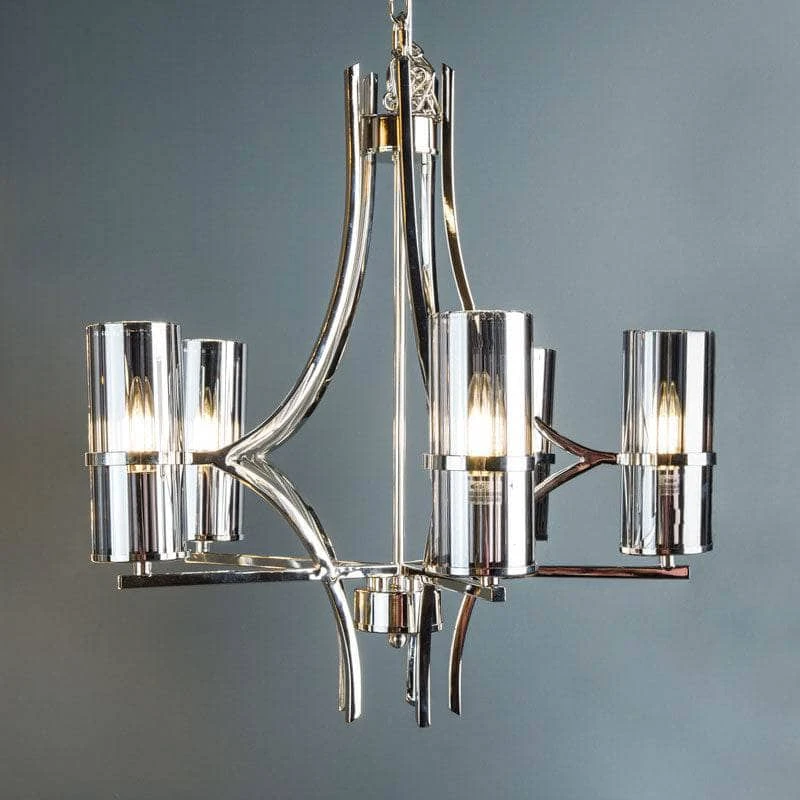 Rome 5 Light Nickel & Smoked Glass Pendant Light 4 Rome 5 Light Nickel & Smoked Glass Pendant Light - Image 2