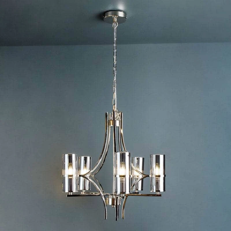 Rome 5 Light Nickel & Smoked Glass Pendant Light 3 Rome 5 Light Nickel & Smoked Glass Pendant Light