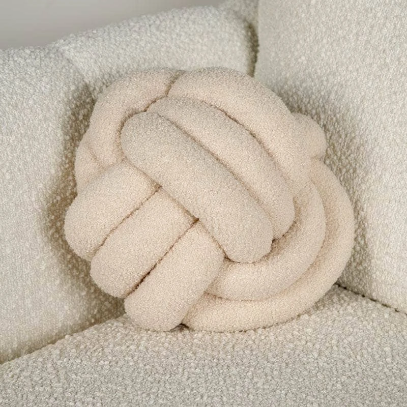 Khaki Boucle Knot Ball Cushion - 27cm 3 Khaki Boucle Knot Ball Cushion - 27cm
