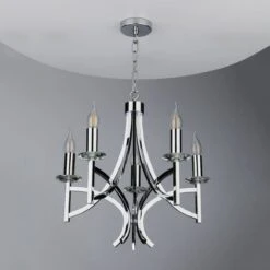 Madrid 5 Light Polished Chrome & Crystal Pendant Ceiling Light